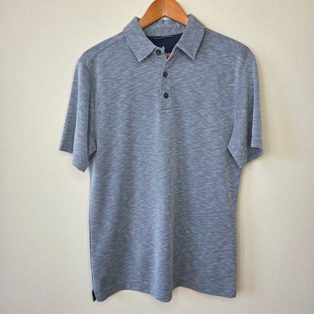 Royal Robbins Mens Blue Space Dye Polo Shirt Short Sleeve Hiking Travel Medium